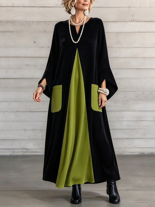 Gisella | Abito in velluto color block elegante e artistico