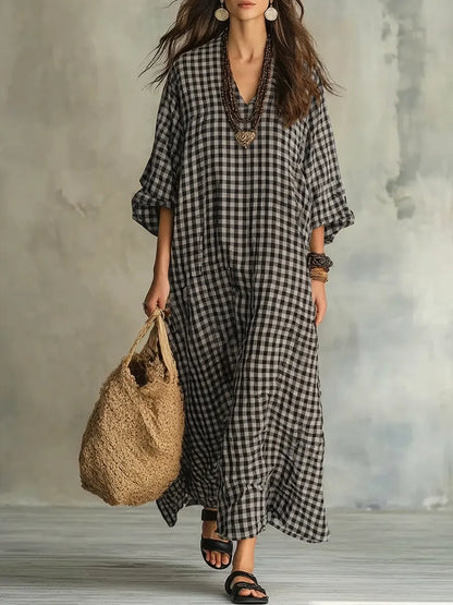 Mila | Abito Maxi a Quadretti