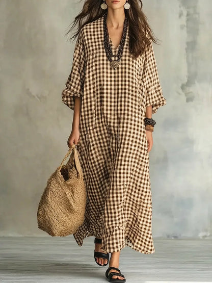 Mila | Abito Maxi a Quadretti