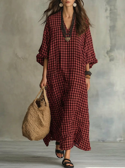 Mila | Abito Maxi a Quadretti