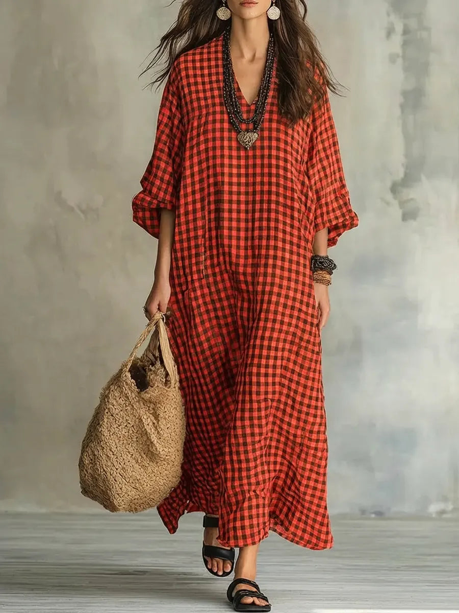 Mila | Abito Maxi a Quadretti