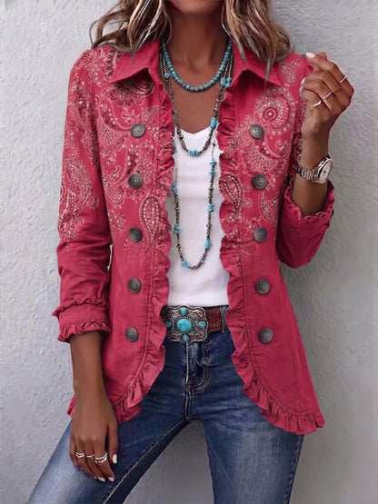 Isotta | Giacca Paisley Vintage Rosa Antico con Volant