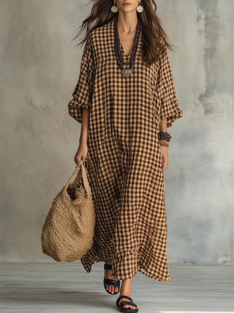 Mila | Abito Maxi a Quadretti