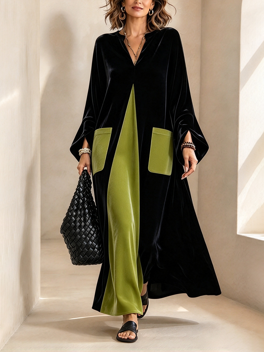 Gisella | Abito in velluto color block elegante e artistico