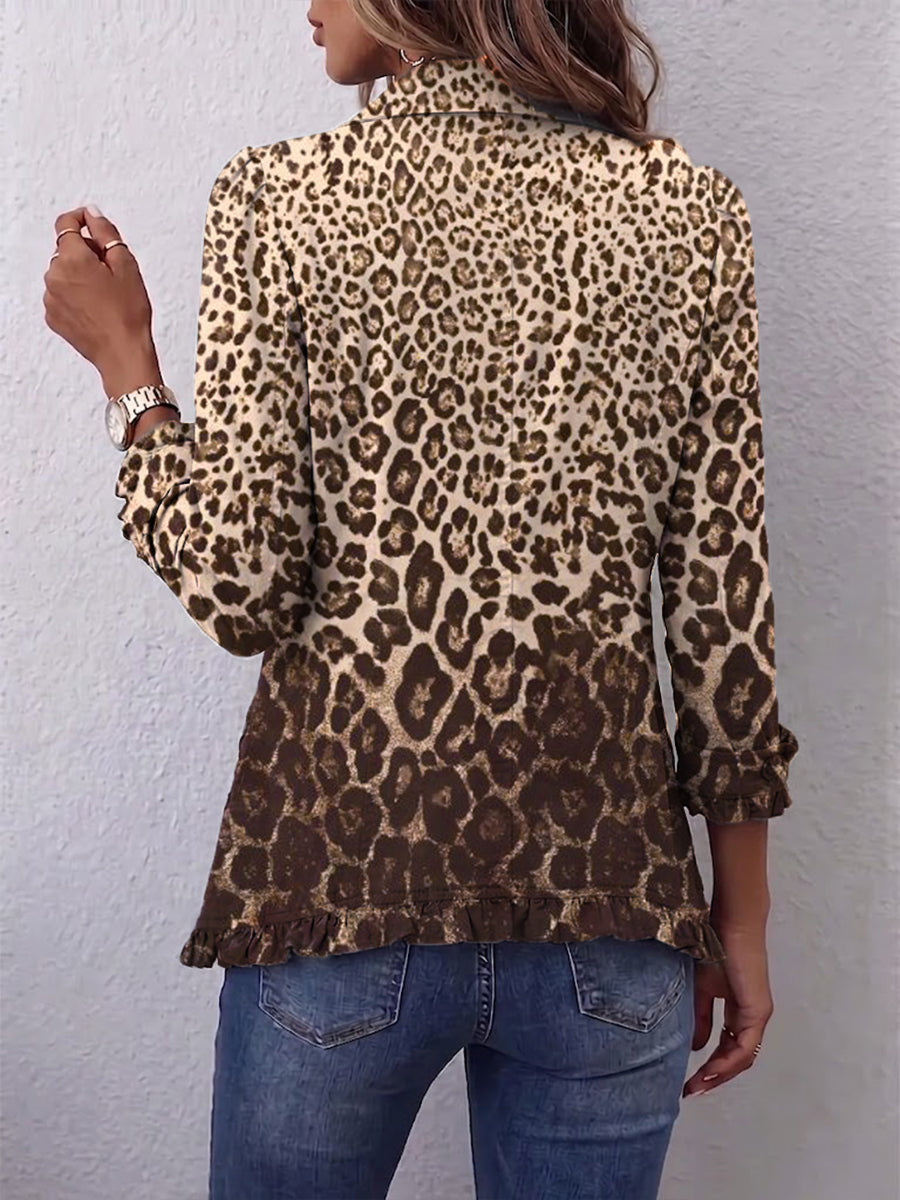 Ombretta | Giacca Leopardo Multicolore con Volant