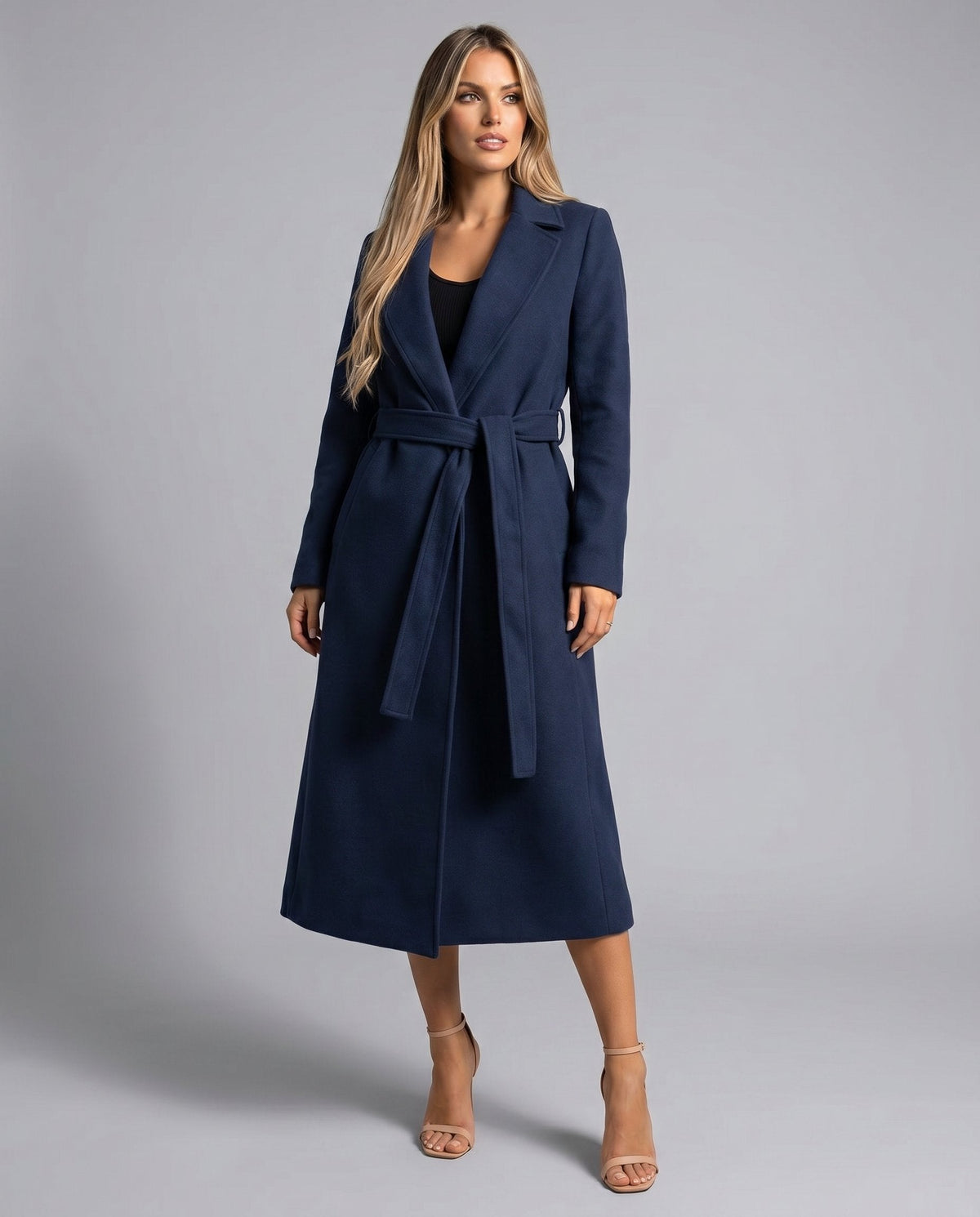 Josie | Cappotto lungo con revers e cintura