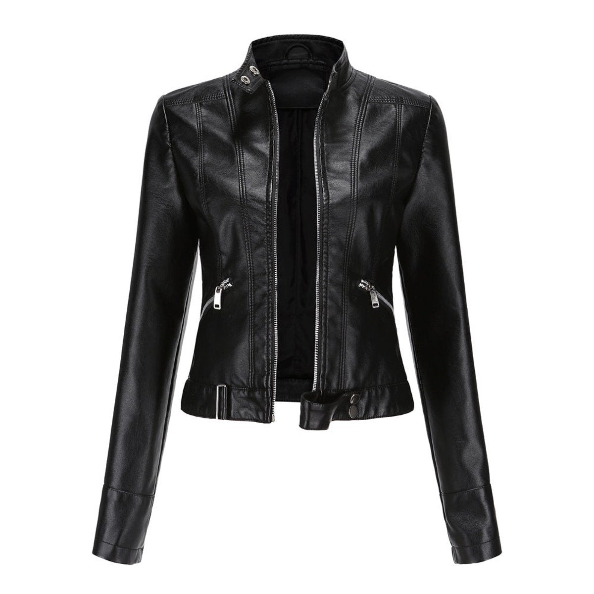 Linnea | Giacca biker corta con collo alto