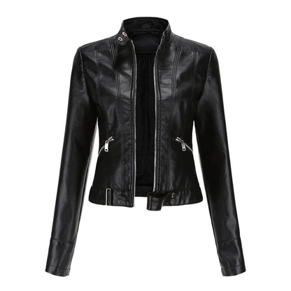 Linnea | Giacca biker corta con collo alto