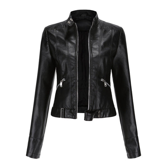 Linnea | Giacca biker corta con collo alto