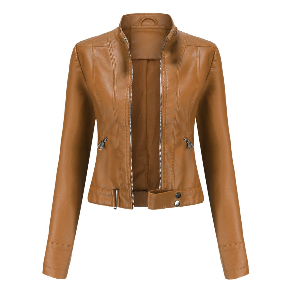 Linnea | Giacca biker corta con collo alto