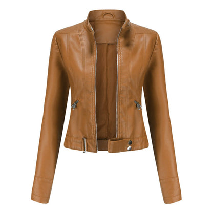 Linnea | Giacca biker corta con collo alto