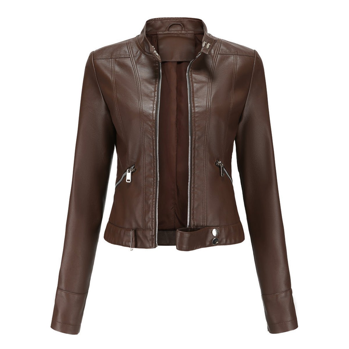 Linnea | Giacca biker corta con collo alto