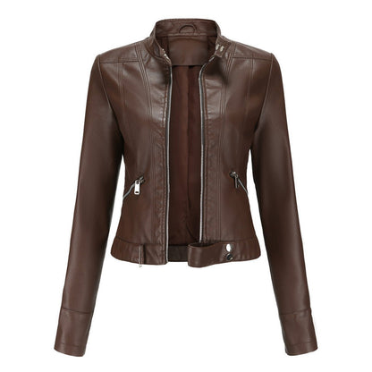 Linnea | Giacca biker corta con collo alto