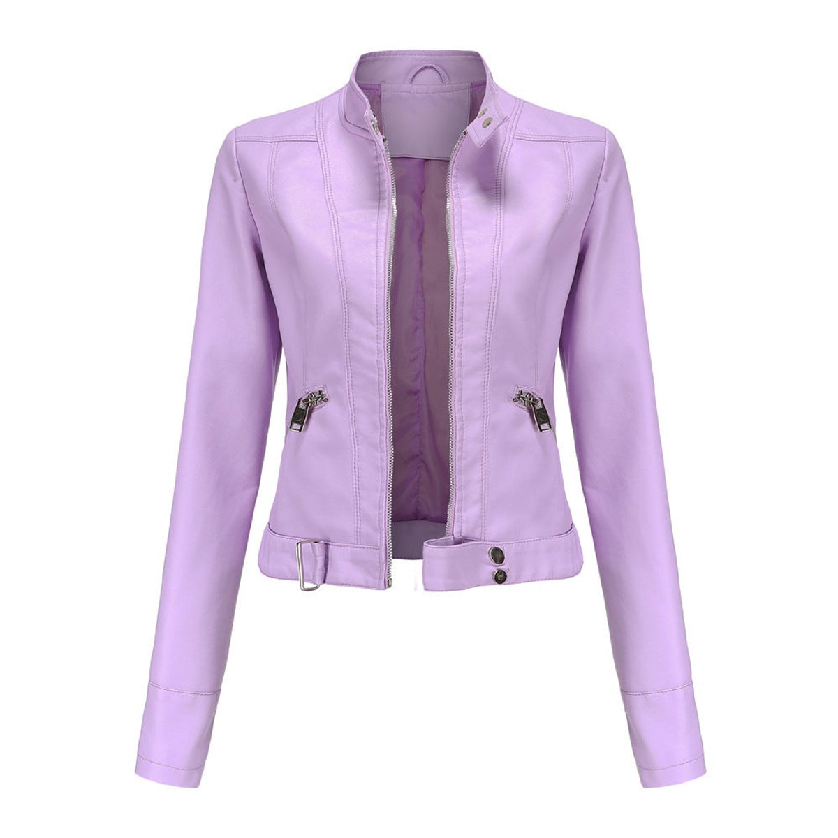 Linnea | Giacca biker corta con collo alto
