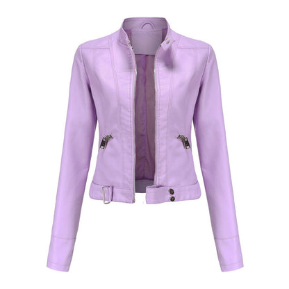Linnea | Giacca biker corta con collo alto