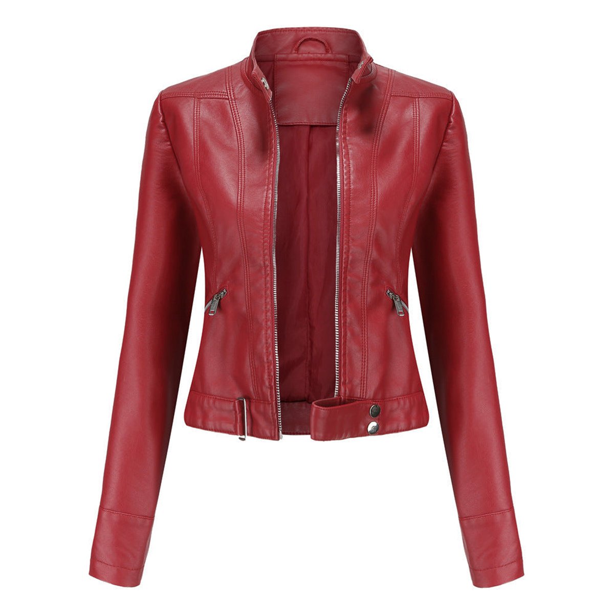 Linnea | Giacca biker corta con collo alto