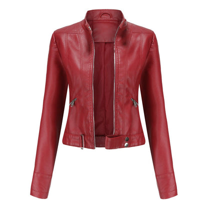 Linnea | Giacca biker corta con collo alto