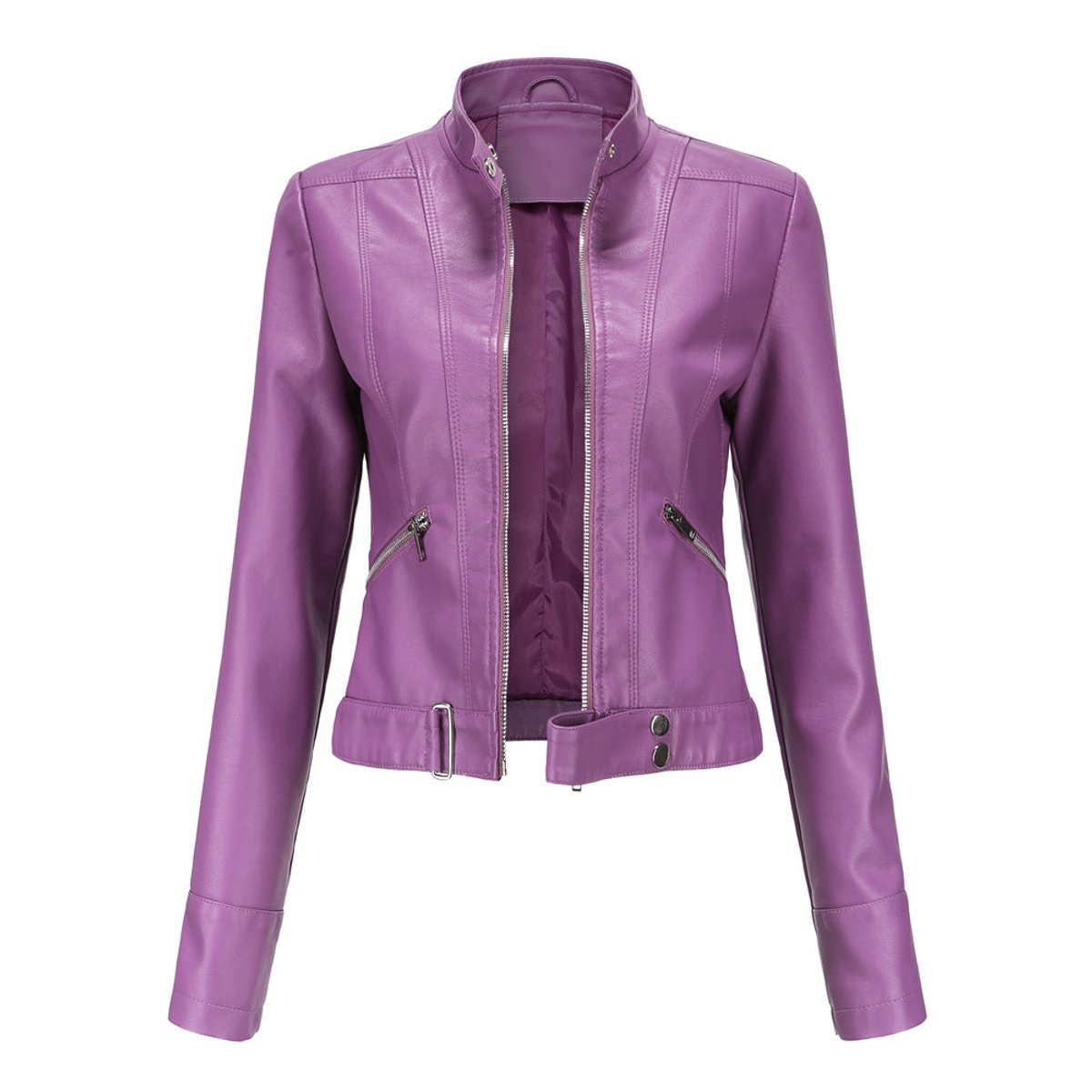 Linnea | Giacca biker corta con collo alto