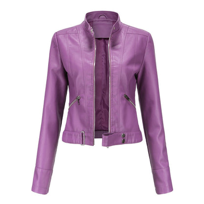 Linnea | Giacca biker corta con collo alto