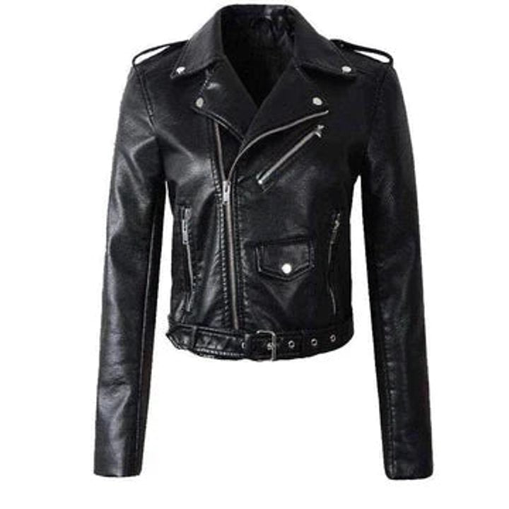Rachel | Giacca biker corta con cintura