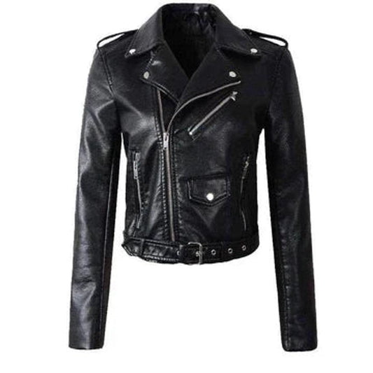 Rachel | Giacca biker corta con cintura