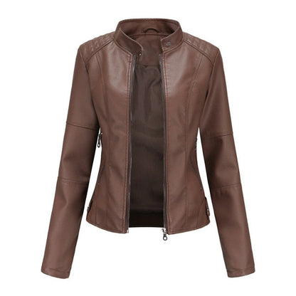 Helen | Giacca biker raffinata con collo alto