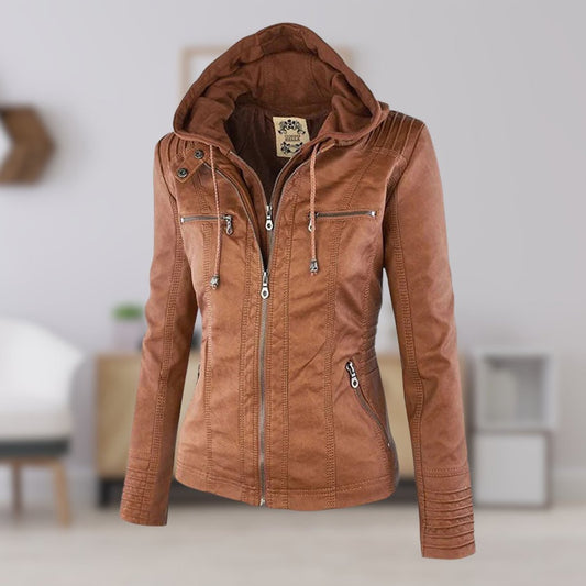 Lucinda | Giacca biker con cappuccio rimovibile