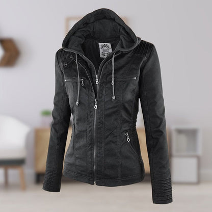 Lucinda | Giacca biker con cappuccio rimovibile