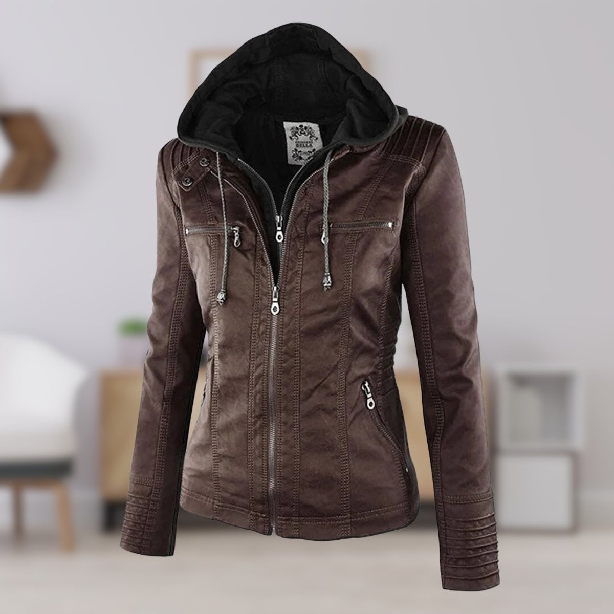 Lucinda | Giacca biker con cappuccio rimovibile