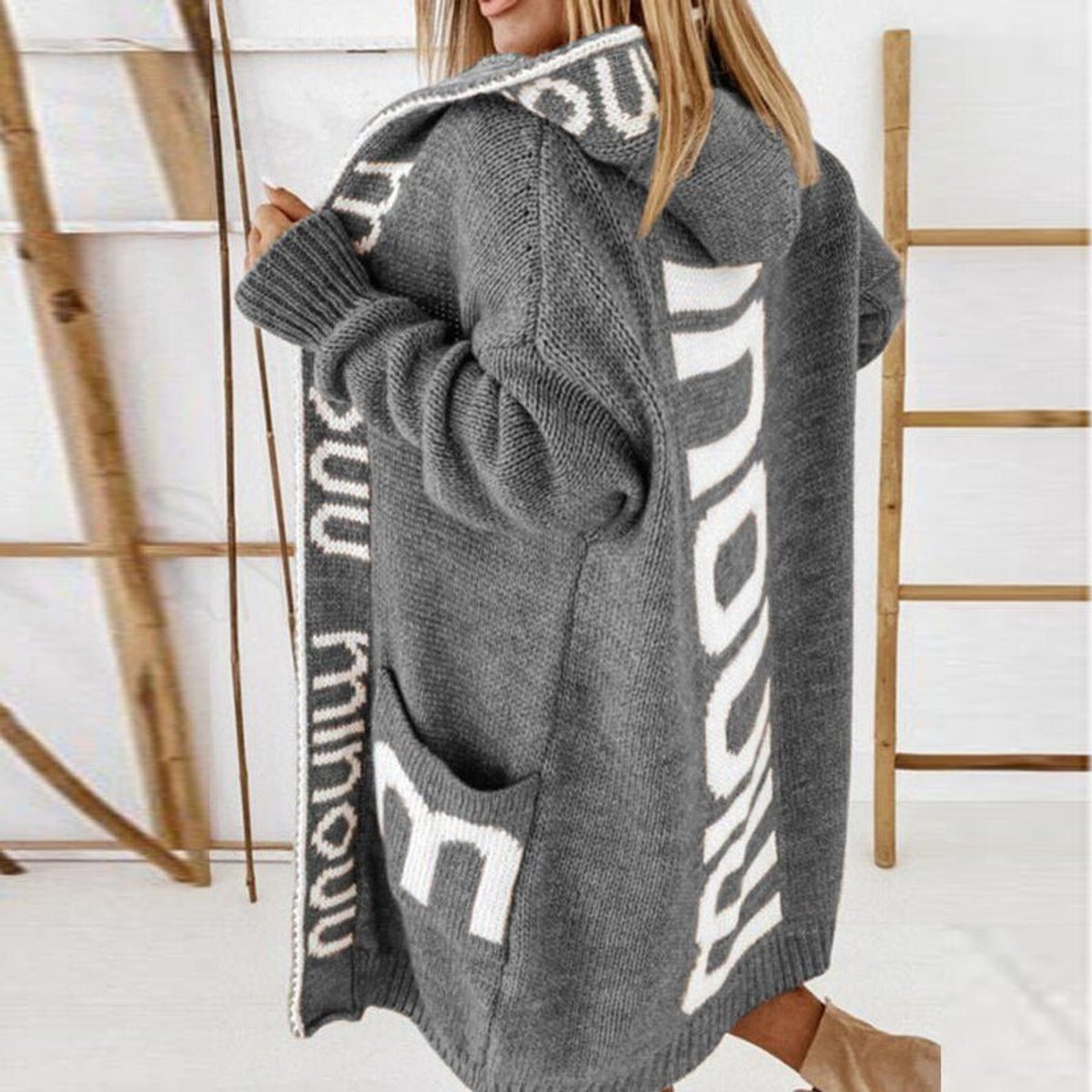 Rosabel | Cardigan aperto in maglia con cappuccio