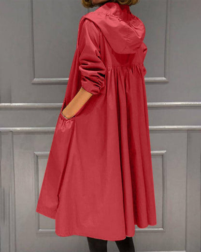 Kathleen | Trench lungo con cappuccio e zip