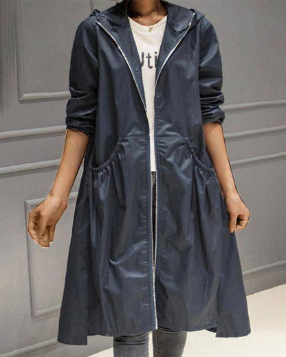 Kathleen | Trench lungo con cappuccio e zip