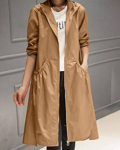Kathleen | Trench lungo con cappuccio e zip