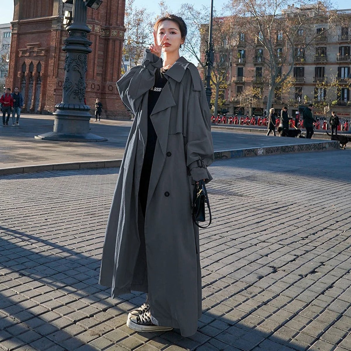Lena | Trench lungo oversize doppiopetto