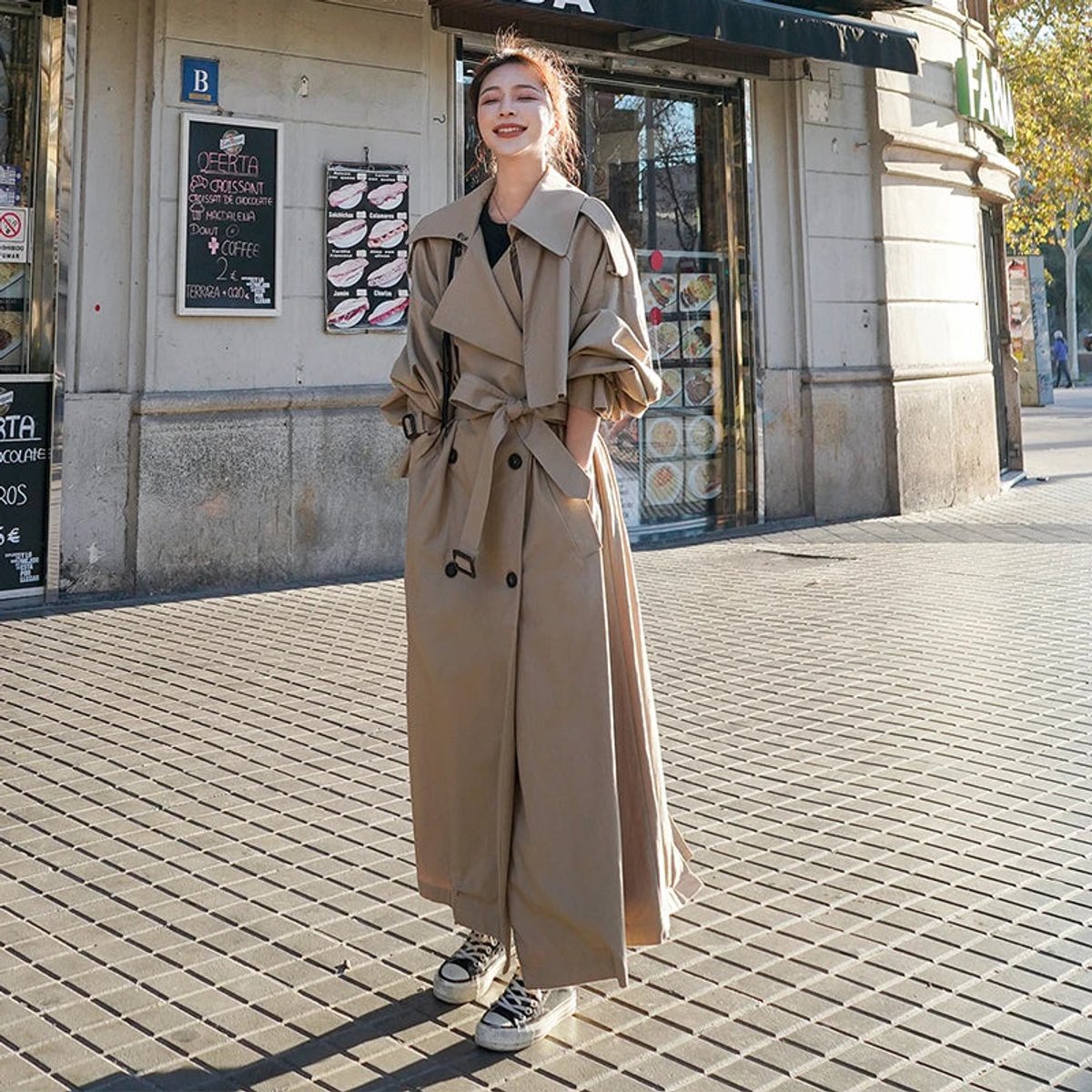 Lena | Trench lungo oversize doppiopetto